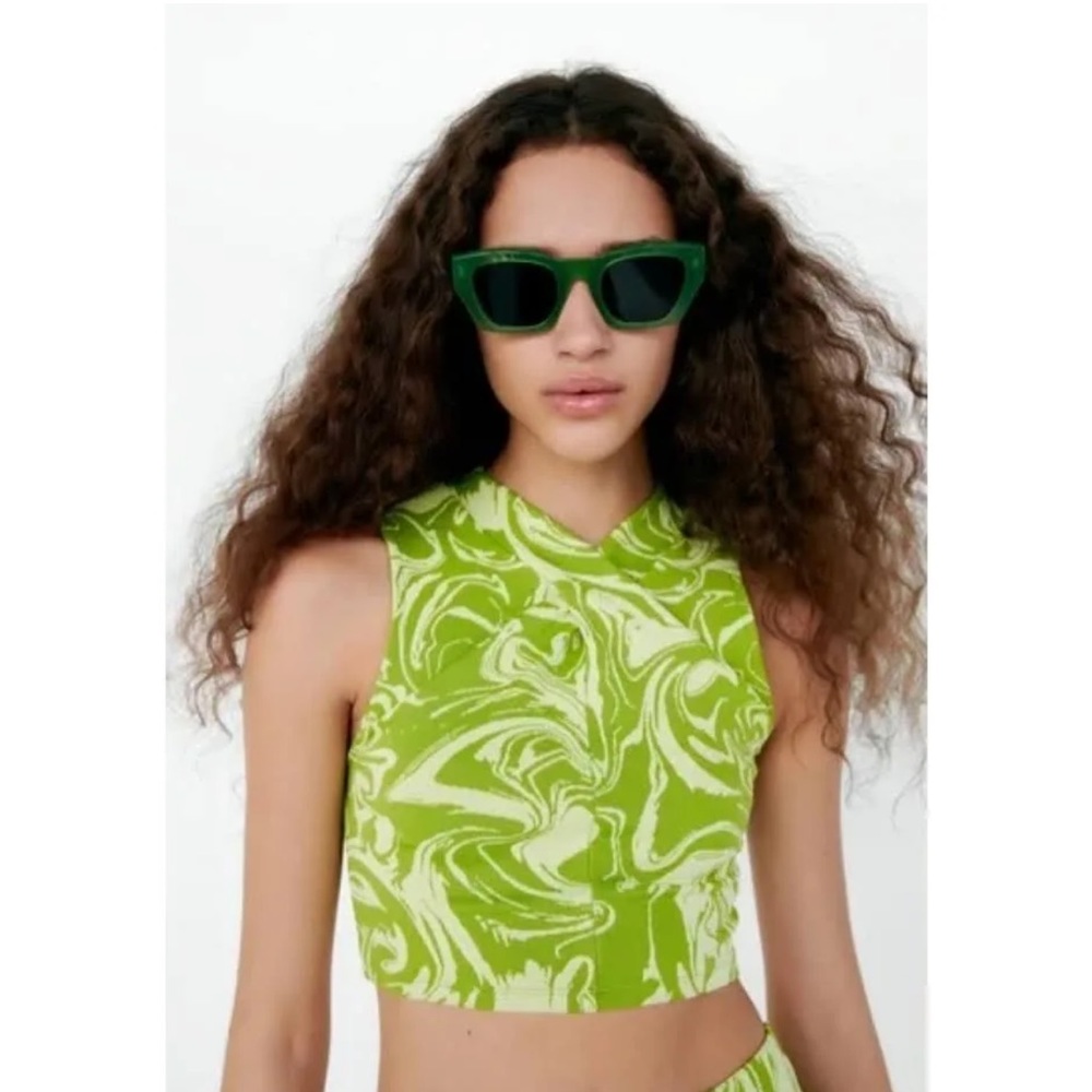 ZARA | Marbled Swirl Sleeveless Crop Top